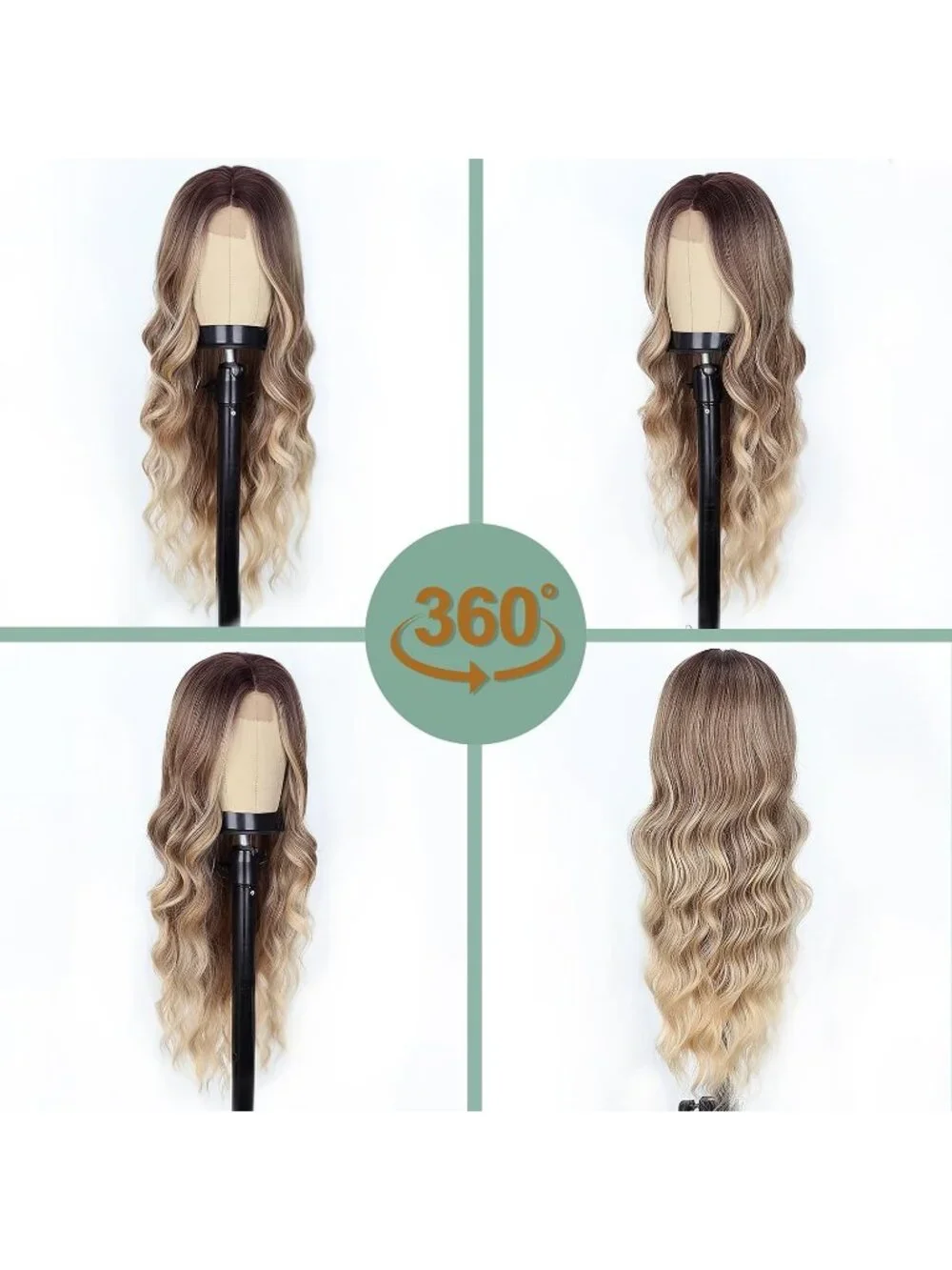 Women's Dirty Blonde 26 Inch Natural Synthetic Modern Long Curly Wavy Fiber Wigs